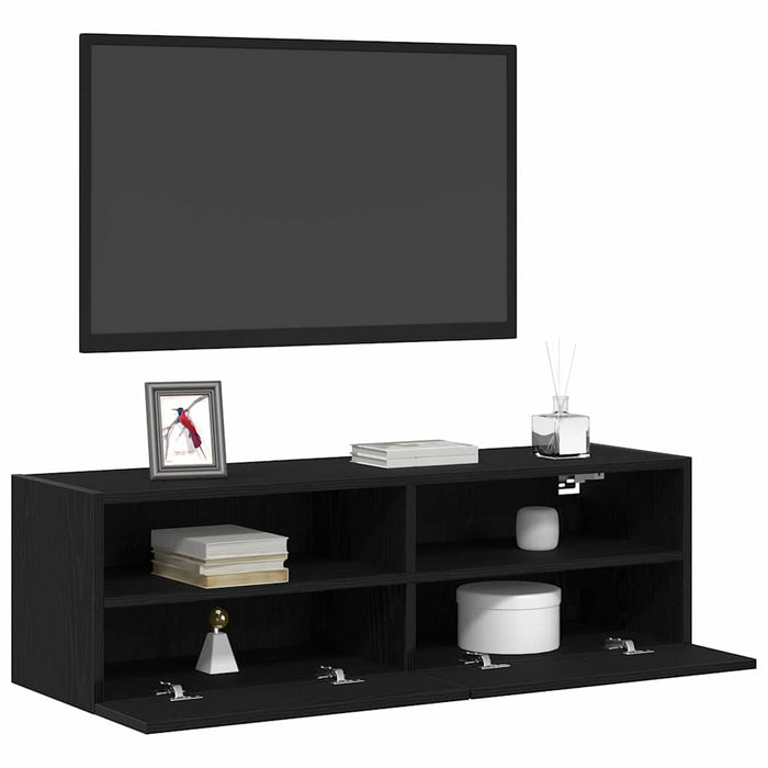Dulap TV de perete Stejar Negru 100 x 30 x 30 cm Lemn compozit - WALTI WALTI