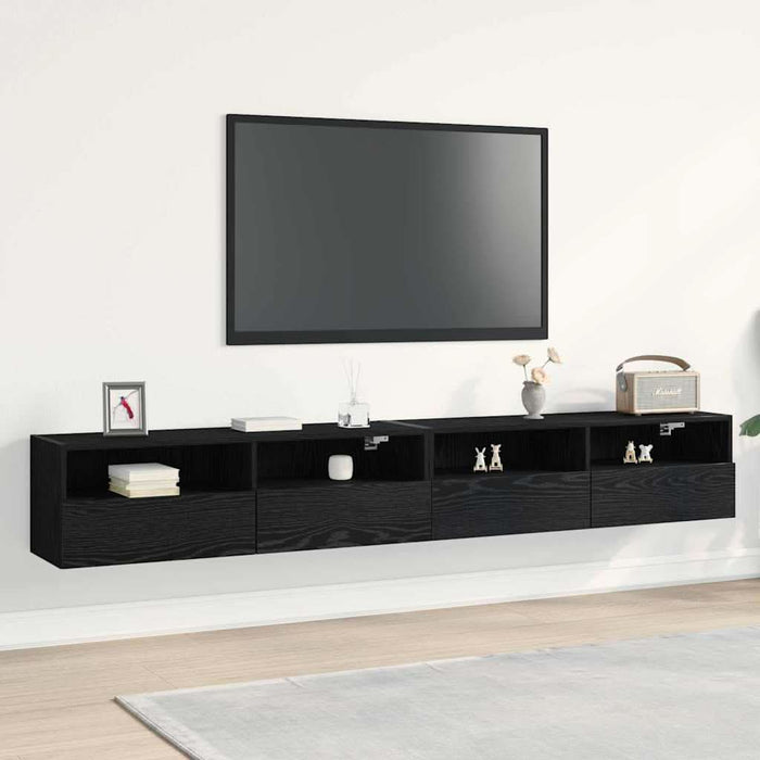 Dulap TV de perete 2 pcs Stejar negru 100 x 30 x 30 cm - WALTI WALTI