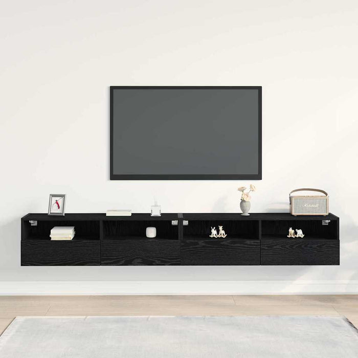 Dulap TV de perete 2 pcs Stejar negru 100 x 30 x 30 cm - WALTI WALTI