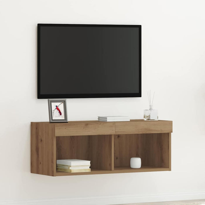 Set comodă TV stejar artizanal 80 x 30 x 30 cm Lemn compozit - WALTI WALTI