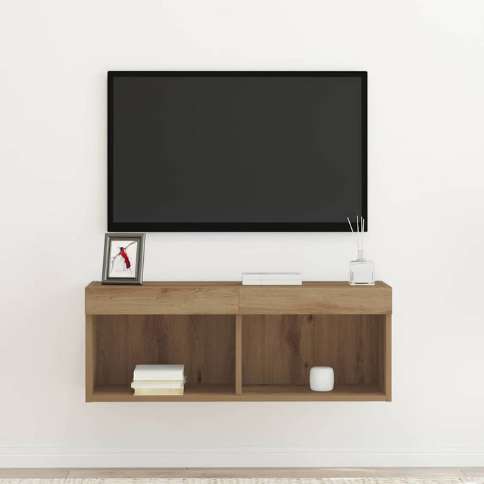 Set comodă TV stejar artizanal 80 x 30 x 30 cm Lemn compozit - WALTI WALTI