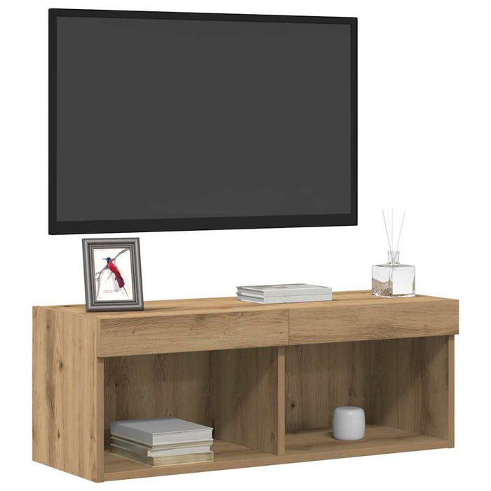 Set comodă TV Pe perete 2 pcs Stejar Artizanal 80 x 30 x 30 cm - WALTI WALTI