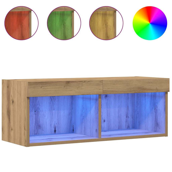 Set comodă TV Pe perete 2 pcs Stejar Artizanal 80 x 30 x 30 cm - WALTI WALTI