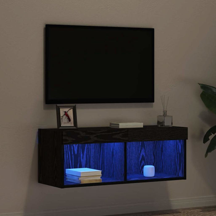 Set comodă TV Stejar Negru 80 x 30 x 30 cm Lemn compozit - WALTI WALTI