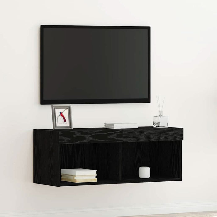 Set comodă TV Stejar Negru 80 x 30 x 30 cm Lemn compozit - WALTI WALTI