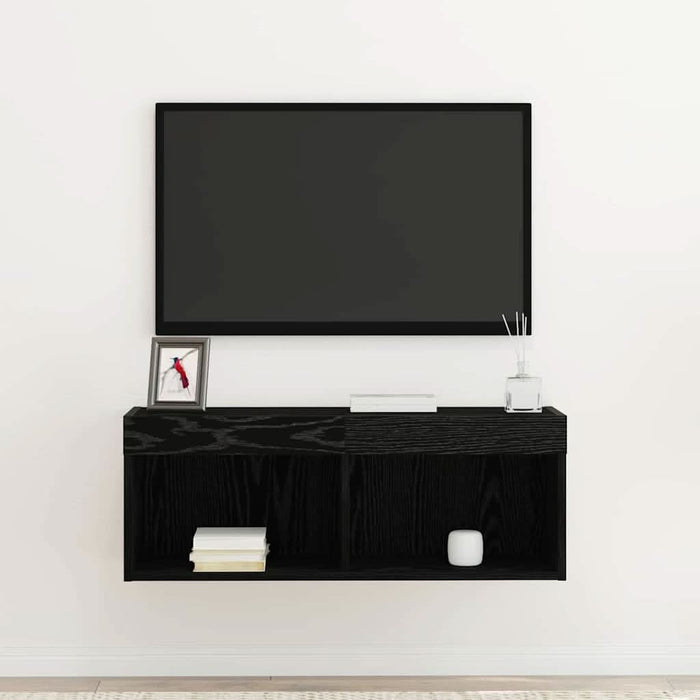 Set comodă TV Stejar Negru 80 x 30 x 30 cm Lemn compozit - WALTI WALTI