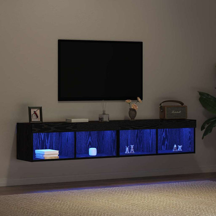 Set comodă TV 2 pcs Stejar negru 80 x 30 x 30 cm Lemn compozit - WALTI WALTI