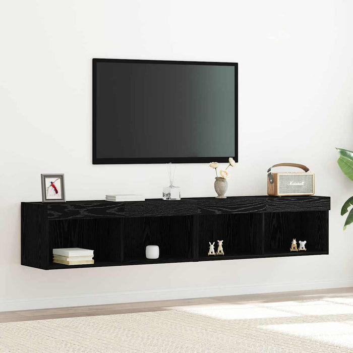 Set comodă TV 2 pcs Stejar negru 80 x 30 x 30 cm Lemn compozit - WALTI WALTI