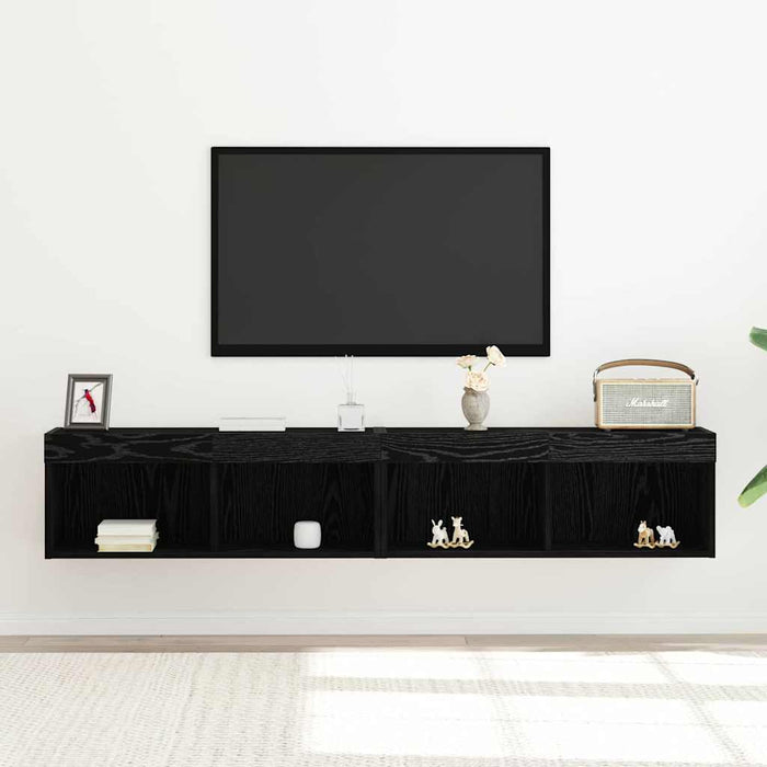 Set comodă TV 2 pcs Stejar negru 80 x 30 x 30 cm Lemn compozit - WALTI WALTI