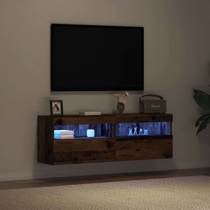 Dulap TV de perete Pe perete 2 pcs Lemn vechi 60 x 30 x 40 cm - WALTI WALTI