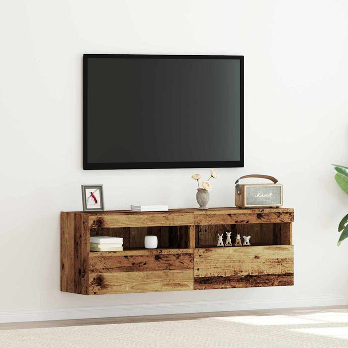 Dulap TV de perete Pe perete 2 pcs Lemn vechi 60 x 30 x 40 cm - WALTI WALTI