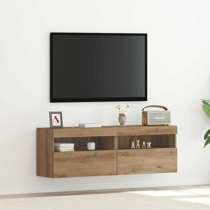Dulap TV de perete 2 pcs stejar artizanal 60 x 30 x 40 cm - WALTI WALTI
