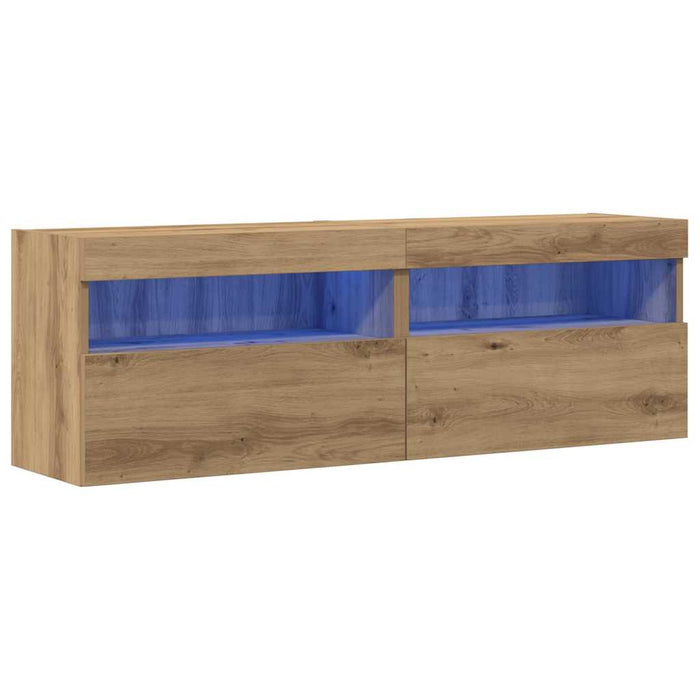Dulap TV de perete 2 pcs stejar artizanal 60 x 30 x 40 cm - WALTI WALTI