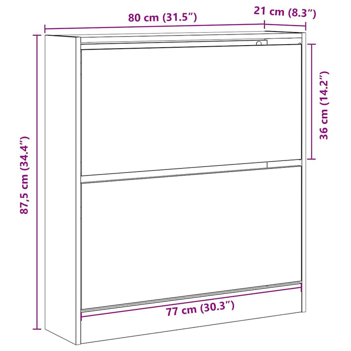 Dulap pentru Încălțăminte cu ușă Stejar negru 80 x 21 x 87.5 cm - WALTI WALTI