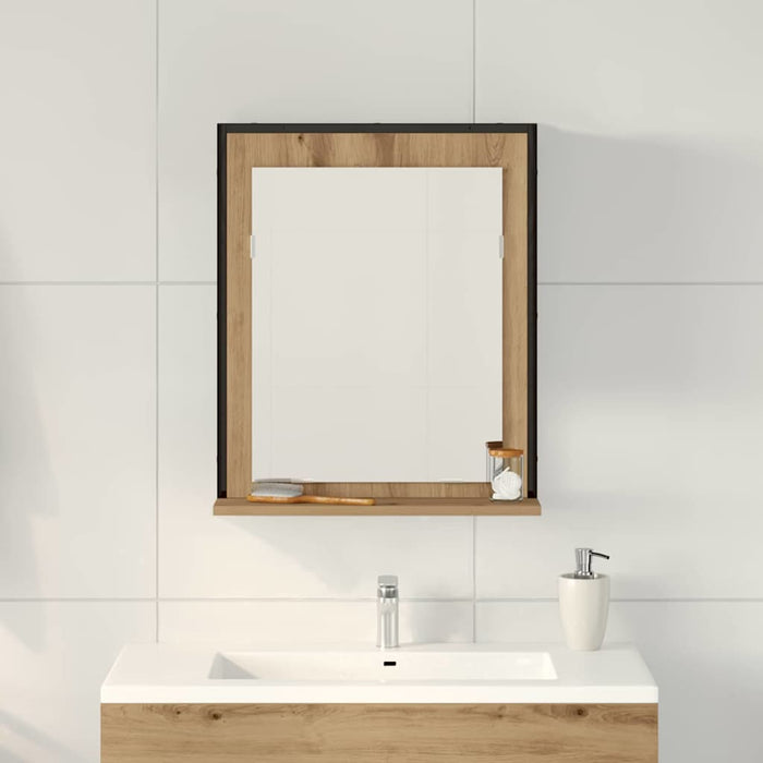 Oglindă pentru baie cu raft stejar artizanal 50 x 12 x 60 cm - WALTI WALTI