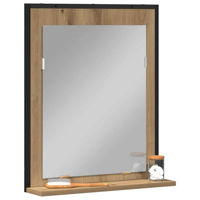 Oglindă pentru baie cu raft stejar artizanal 50 x 12 x 60 cm - WALTI WALTI