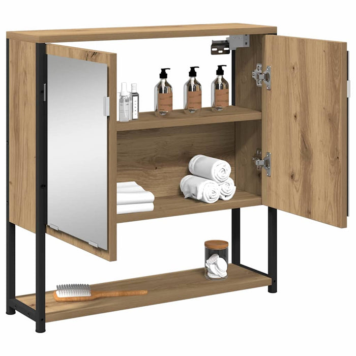 Dulap cu oglindă pentru baie stejar artizanal 60 x 16 x 60 cm - WALTI WALTI