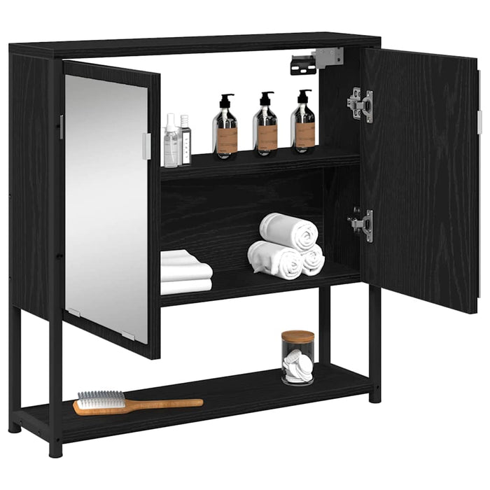 Dulap cu oglindă pentru baie Stejar negru 60 x 16 x 60 cm - WALTI WALTI