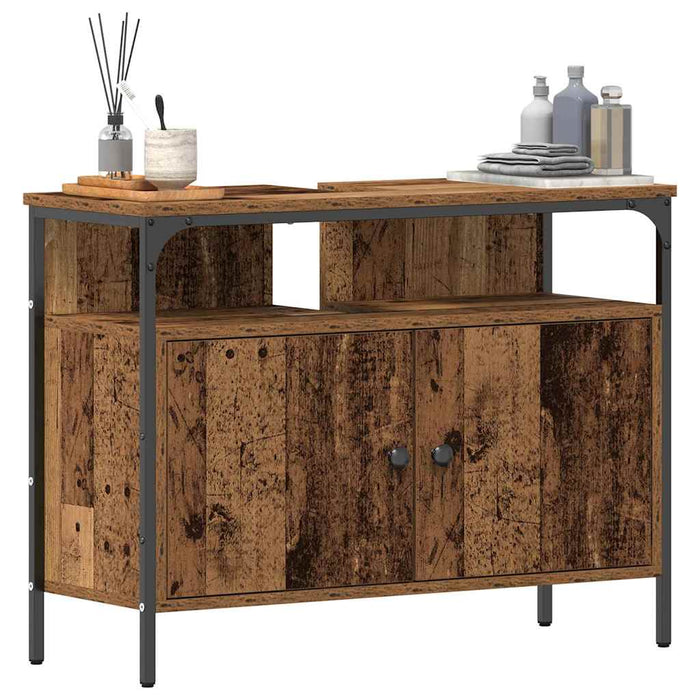 Dulap pentru chiuvetă de baie cu ușă Lemn vechi 80 x 30 x 60 cm - WALTI WALTI