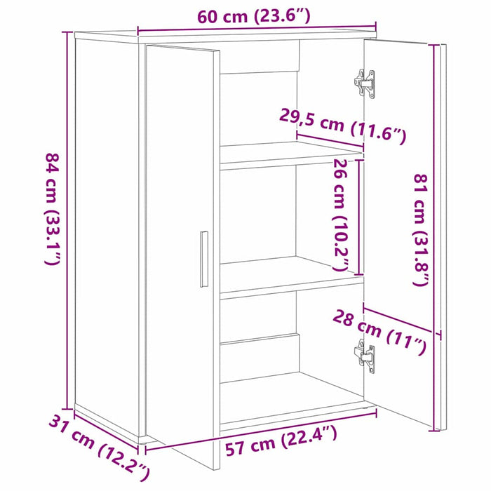 Bufet Stejar Artizanal 60 x 31 x 84 cm Lemn compozit - WALTI WALTI