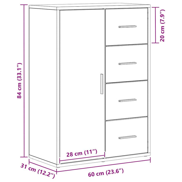 Bufet cu sertar Stejar Artizanal 60 x 31 x 84 cm Lemn compozit - WALTI WALTI