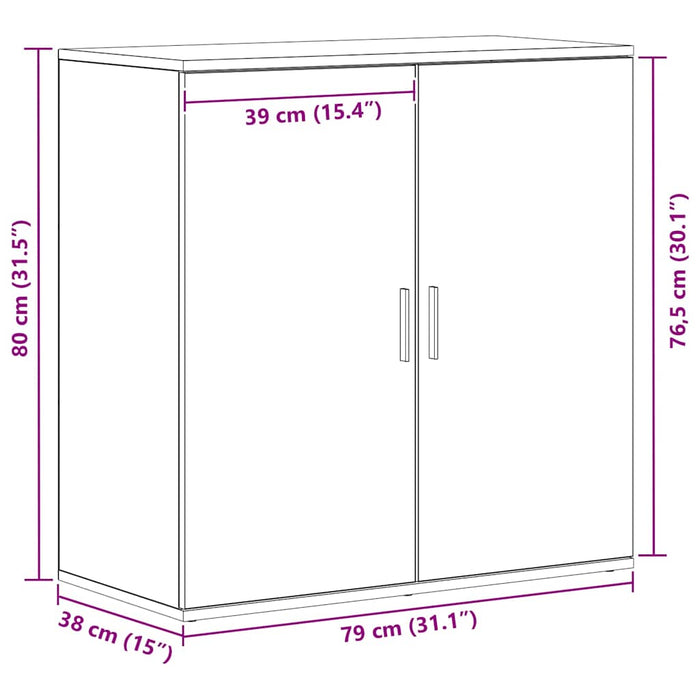 Bufet Stejar Negru 79 x 38 x 80 cm Lemn compozit - WALTI WALTI