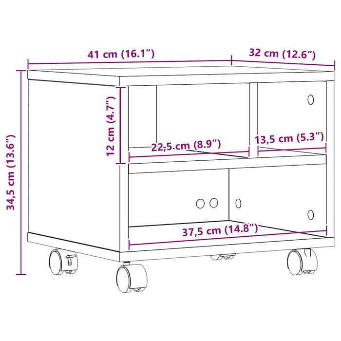 Suport pentru imprimantă Stejar Artizanal 41 x 32 x 33.5 cm - WALTI WALTI