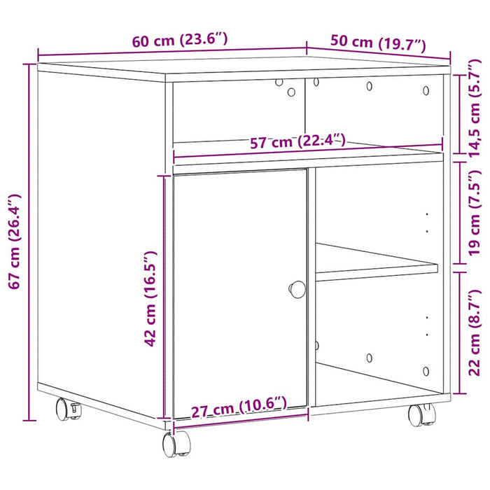 Suport pentru imprimantă Stejar negru 60 x 50 x 67 cm - WALTI WALTI