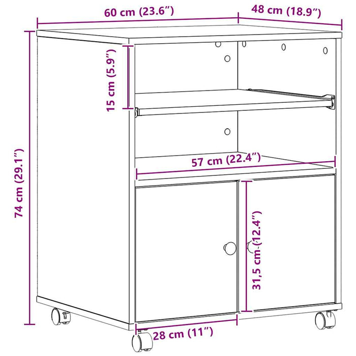 Suport pentru imprimantă Lemn vechi 60 x 48 x 74 cm - WALTI WALTI
