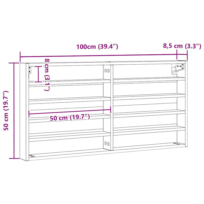 Dulap de Expunere cu raft Stejar Artizanal 100 x 8,5 x 50 cm - WALTI WALTI