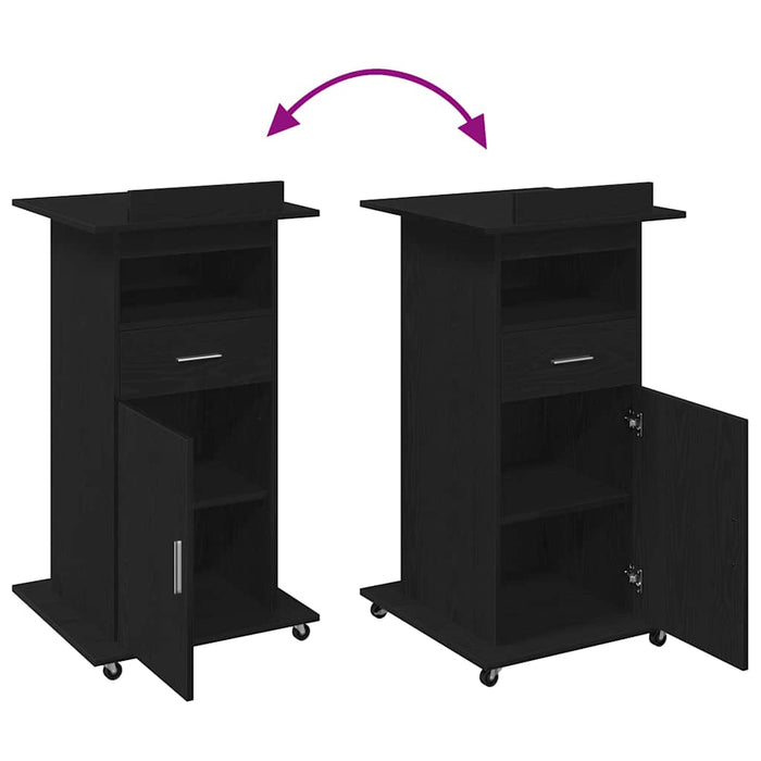 Podium cu sertar Stejar negru 55 x 55 x 107 cm Lemn compozit - WALTI WALTI
