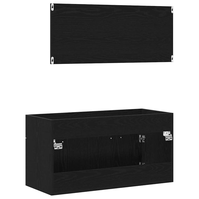 Set de Mobilier pentru Baie cu sertar 2 pcs Stejar Negru - WALTI WALTI