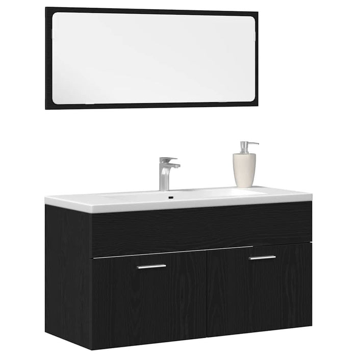 Set de Mobilier pentru Baie cu sertar 2 pcs Stejar Negru - WALTI WALTI