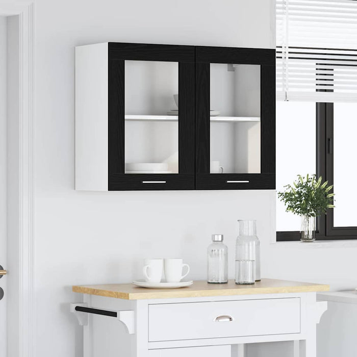Dulap Suspendat cu Uși din Sticlă Stejar negru 80 x 31 x 60 cm - WALTI WALTI