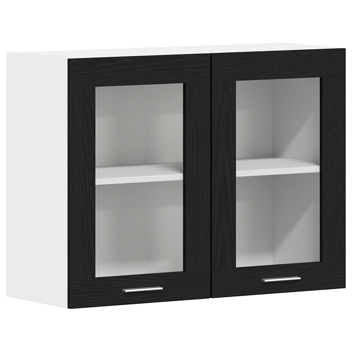 Dulap Suspendat cu Uși din Sticlă Stejar negru 80 x 31 x 60 cm - WALTI WALTI