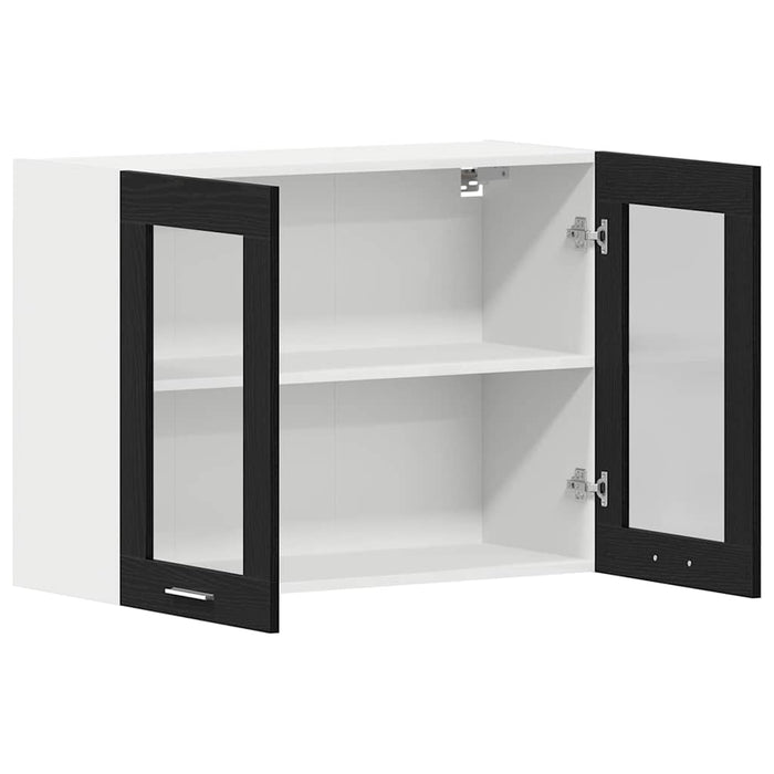 Dulap Suspendat cu Uși din Sticlă Stejar negru 80 x 31 x 60 cm - WALTI WALTI