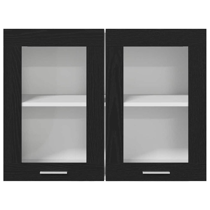 Dulap Suspendat cu Uși din Sticlă Stejar negru 80 x 31 x 60 cm - WALTI WALTI