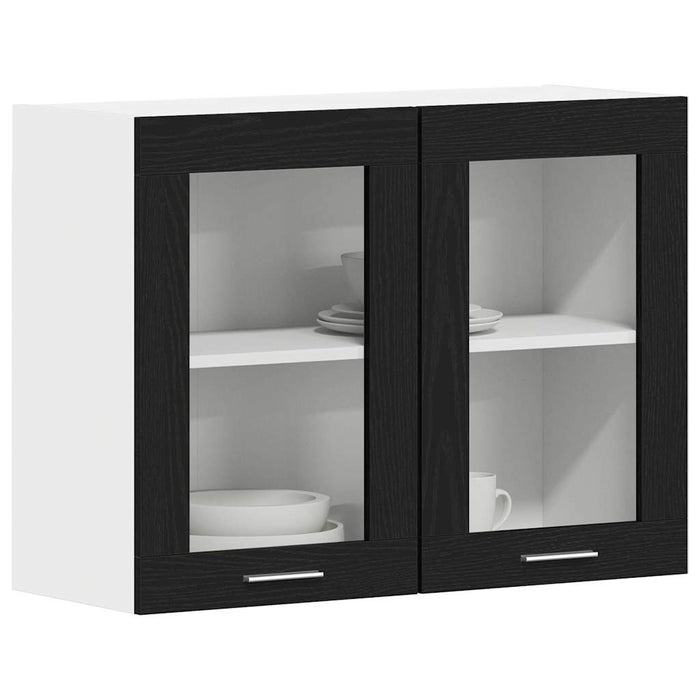 Dulap Suspendat cu Uși din Sticlă Stejar negru 80 x 31 x 60 cm - WALTI WALTI