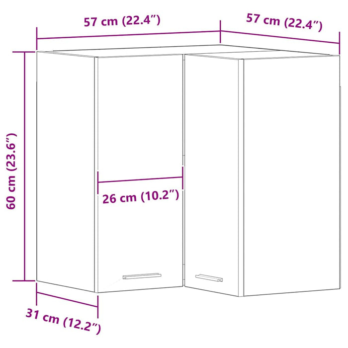 Dulap Suspendat pentru Colț cu ușă Stejar negru 57 x 57 x 60 cm - WALTI WALTI
