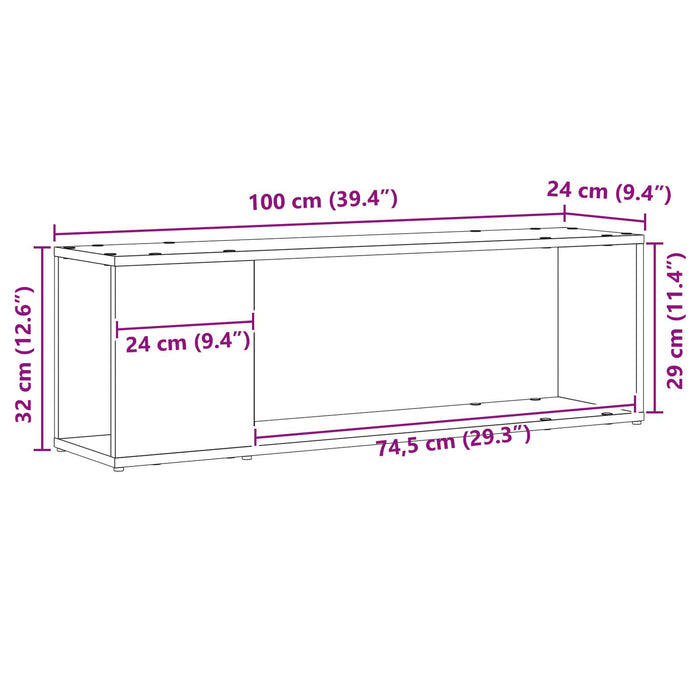 Set comodă TV Pe perete Negru 100 x 24 x 63 cm Lemn compozit - WALTI WALTI