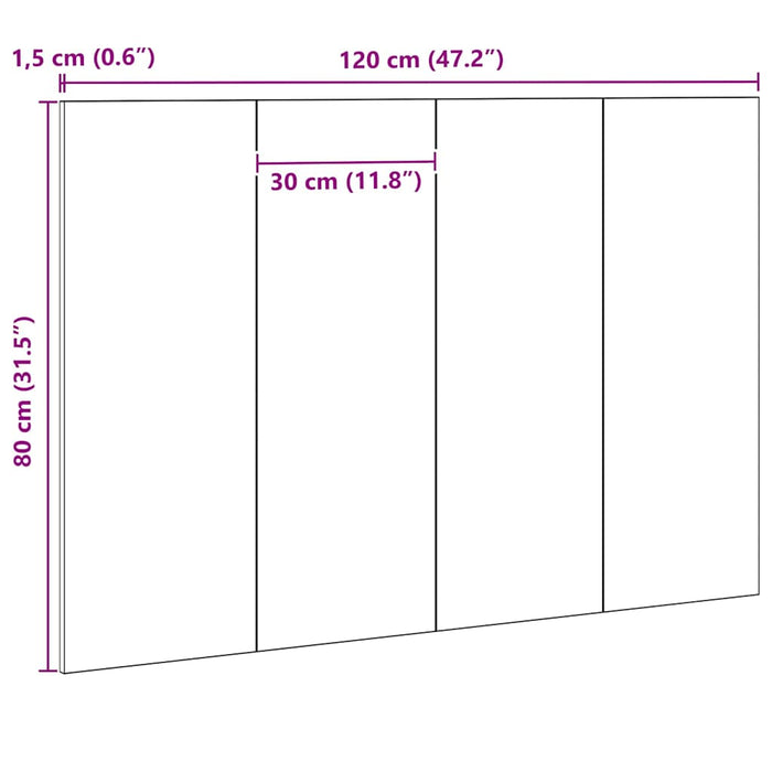 Tăblie cap Stejar negru 120 x 1,5 x 80 cm Lemn compozit - WALTI WALTI