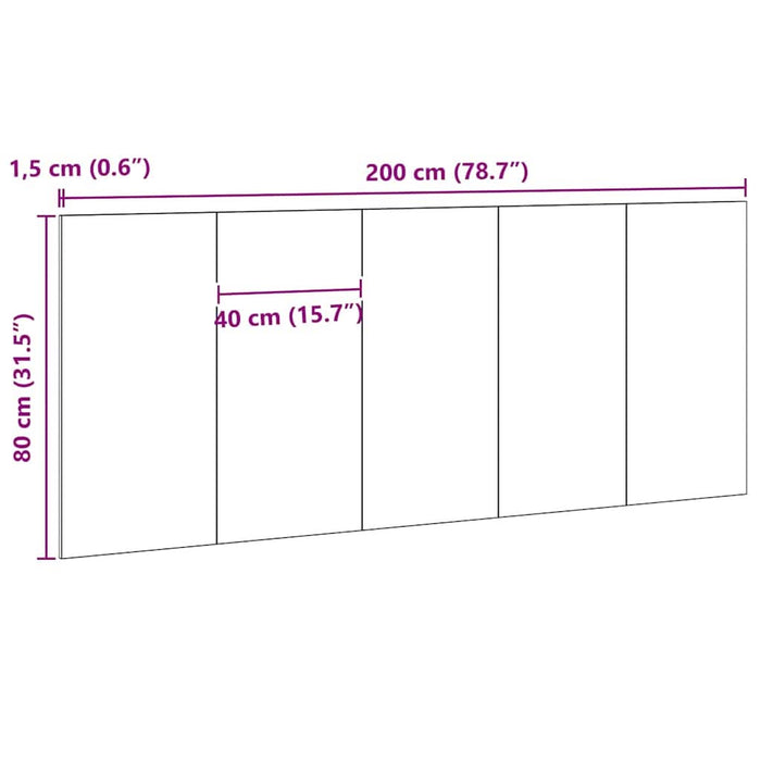 Tăblie cap Stejar negru 200 x 1,5 x 80 cm Lemn compozit - WALTI WALTI