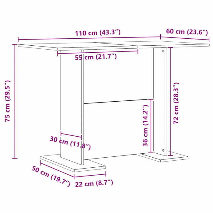 Masă de dining Alb 110 x 60 x 75 cm Lemn compozit - WALTI WALTI