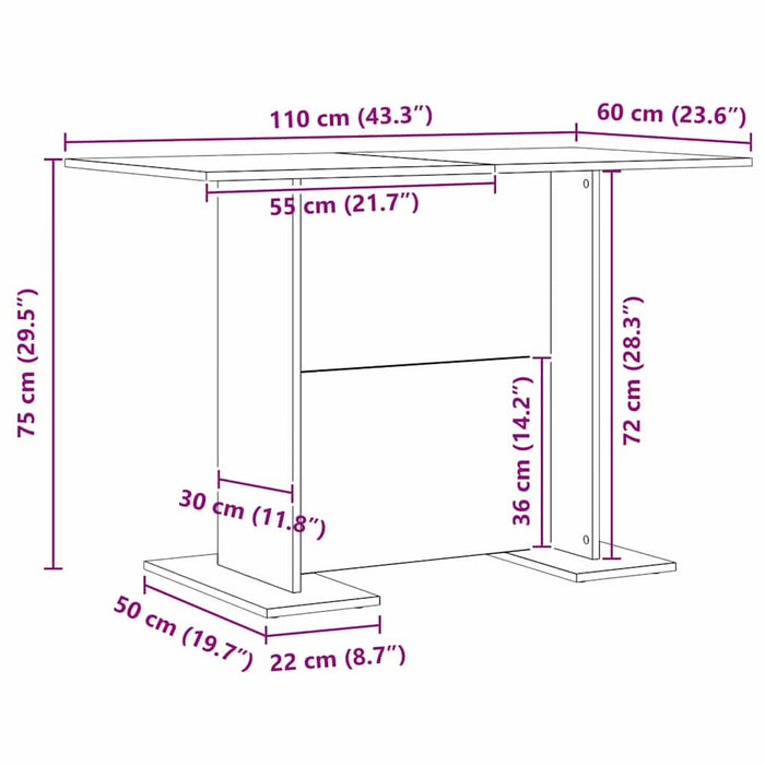 Masă de dining Negru 110 x 60 x 75 cm Lemn compozit - WALTI WALTI