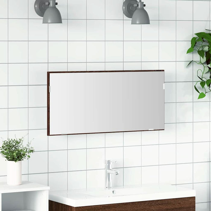 Oglindă pentru baie Stejar brun 80 x 8.5 x 37 cm Lemn compozit - WALTI WALTI