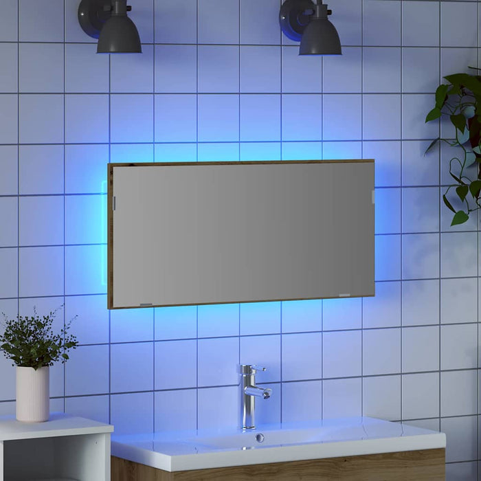 Oglindă pentru baie Pe perete stejar artizanal 80 x 8.5 x 37 cm - WALTI WALTI