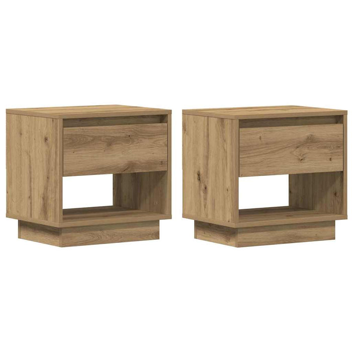 Noptieră 2 pcs Stejar Artizanal 45 x 34 x 44 cm Lemn compozit - WALTI WALTI