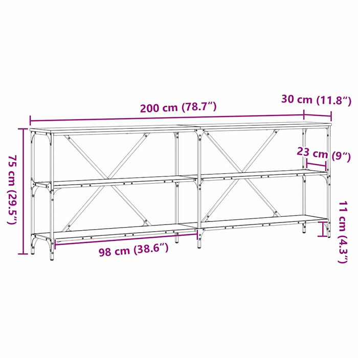 Masă de consolă cu raft stejar artizanal 180 x 30 x 75 cm - WALTI WALTI