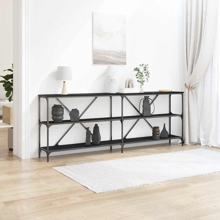 Masă de consolă cu raft Altele Stejar negru 180 x 30 x 75 cm - WALTI WALTI