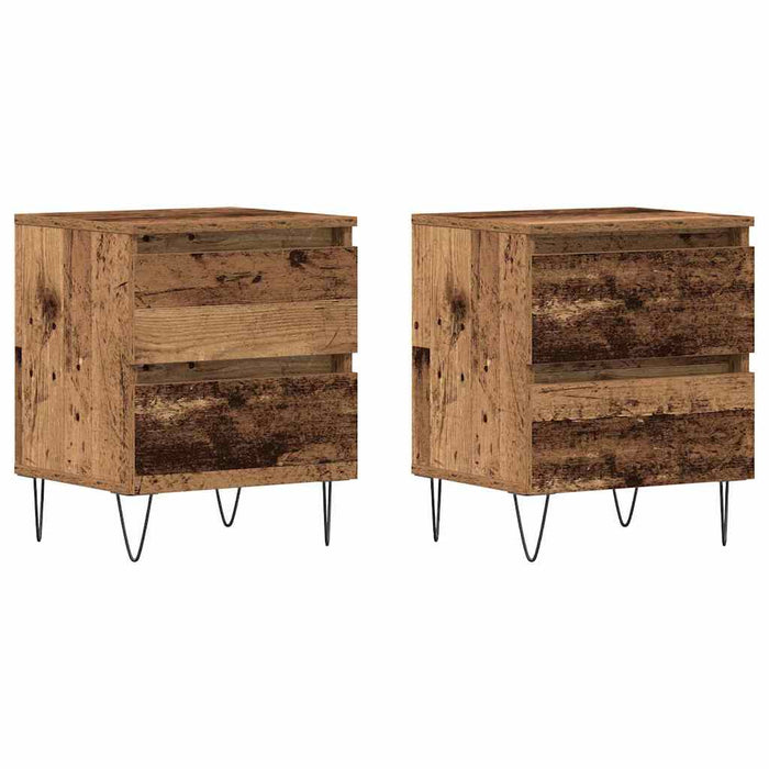 Dulap de noapte 2 pcs Lemn vechi 40 x 35 x 50 cm Lemn compozit - WALTI WALTI